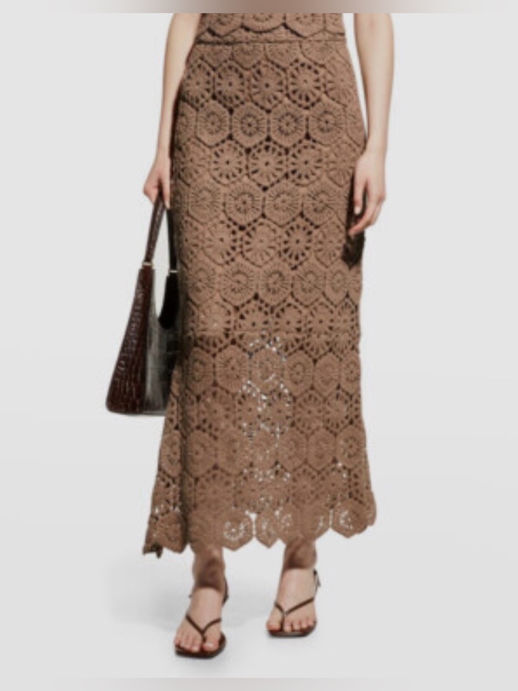We Are Kindred Women's Brown Viola Crochet Midi Skirt Size 4